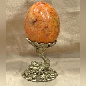 Vintage glass Rourk egg with stand